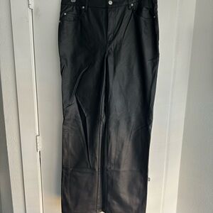 H&M Black Leather Wide Leg Pants